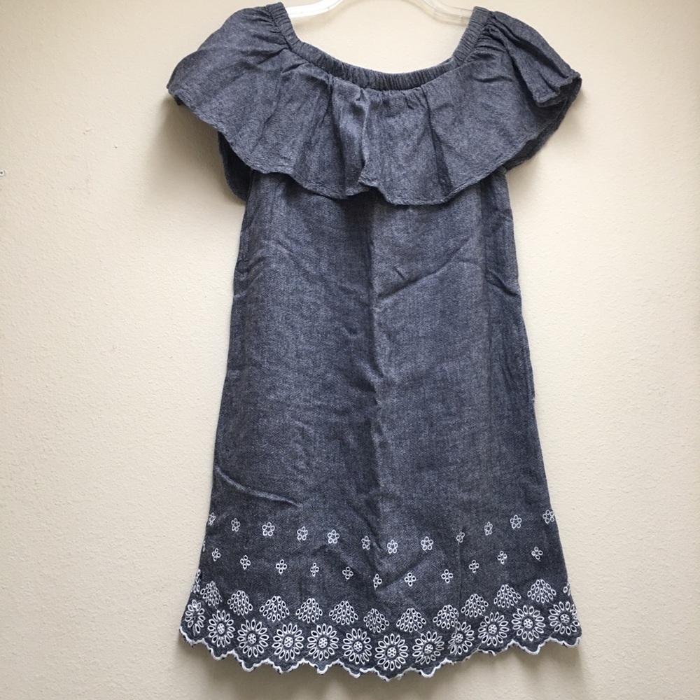 Old Navy Off Shoulder Boho Dress Embroidered Size Small Gray Sundress NWOT